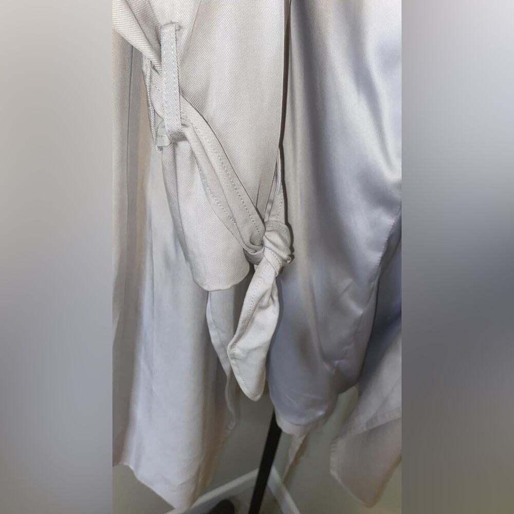 Women's cardigan, with flap, open front, thin, long sleeves, irregular hem - Picture 12 of 12